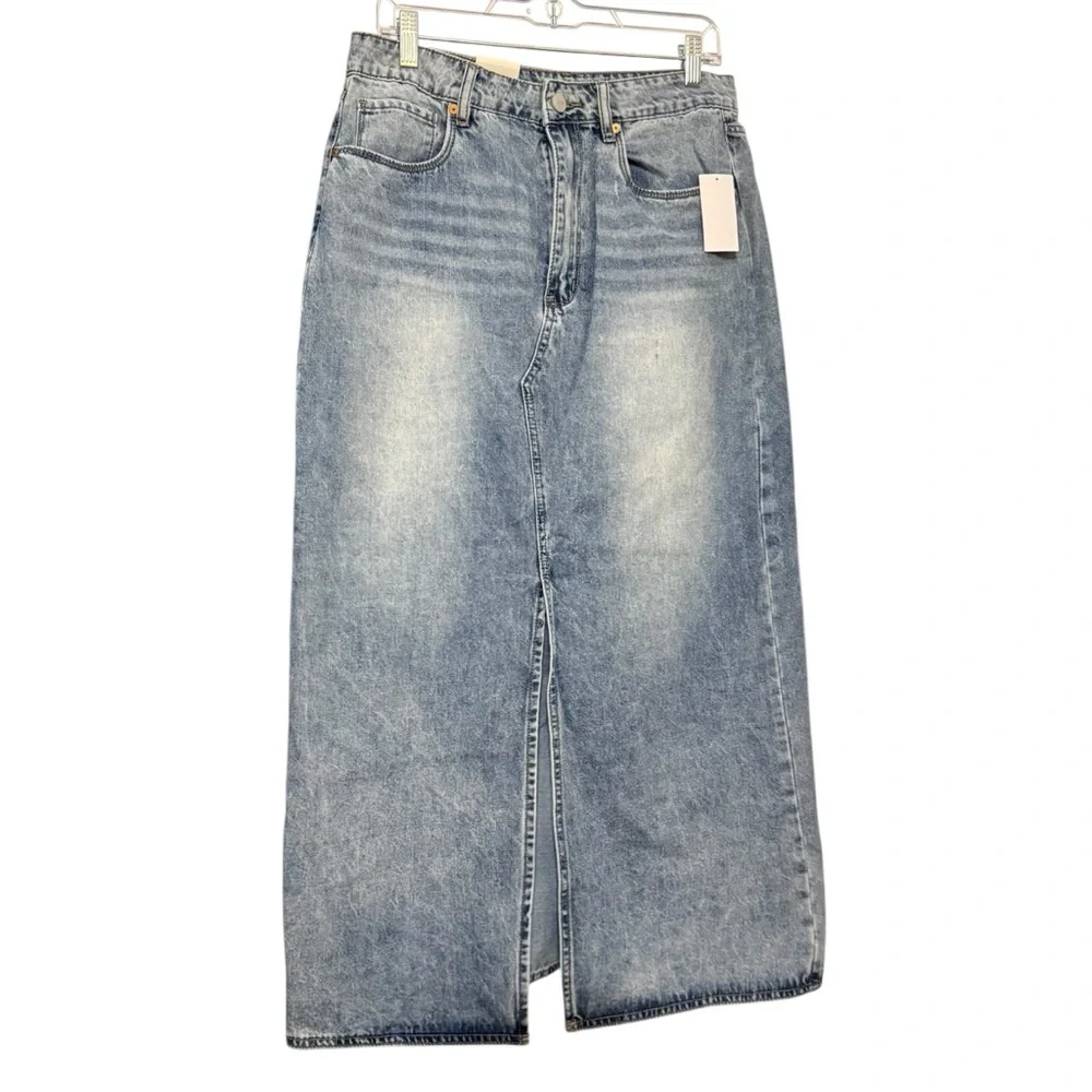 NWT Blank NYC Denim Slit Light Wash Maxi Skirt Womens 30 - Picture 1 of 6